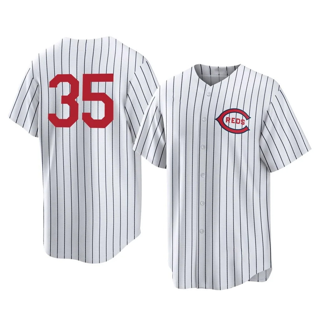 C.Reds #35 Jose Trevino Player White Stripe Field of Dreams Game Home Gdoa Stitched Jerseys