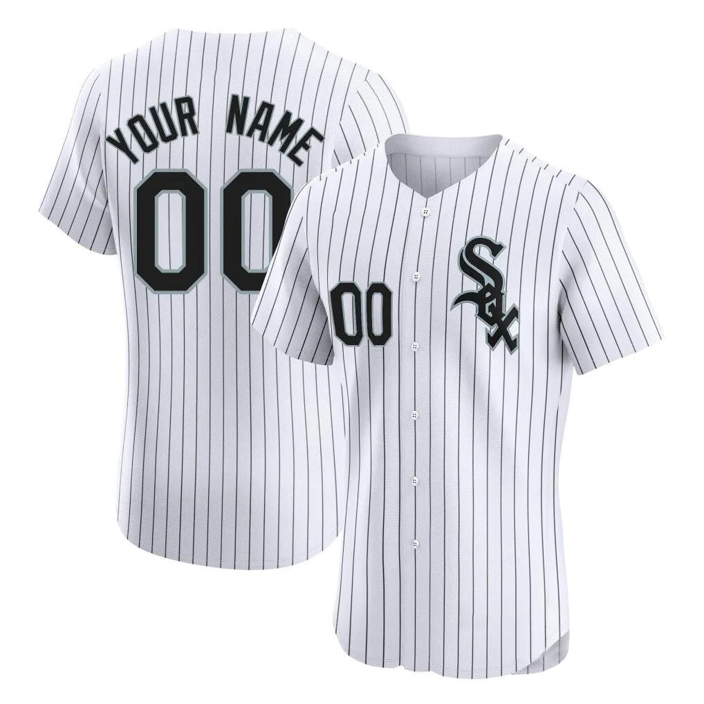 Custom C.White Sox White Stripe Limited Elite Home Game Any Name & Number Gdoa Stitched Jerseys