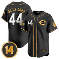 C.Reds #44 Elly De La Cruz Player Black-Gold Vapor Premier Limited Home Gdoa Stitched Jerseys