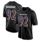B.Ravens #92 Nnamdi Madubuike Player Black Carbon Fashion Home Game Gdoa Stitched Jerseys