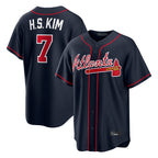 A.Braves #7 Ha-Seong Kim Player Navy Home Game Gdoa Stitched Jerseys