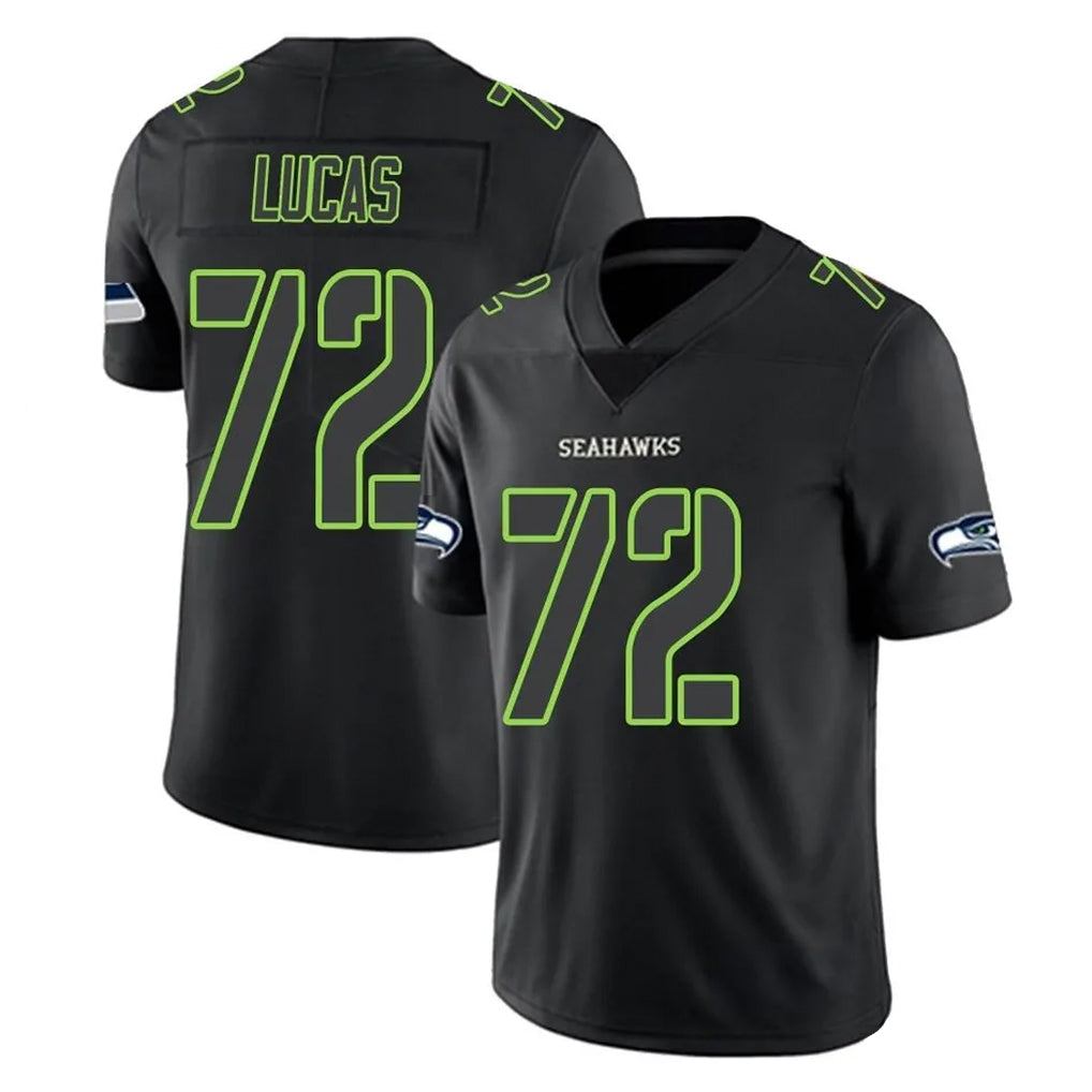 S.Seahawks #72 Abraham Lucas Player Black Impact Limited Home Game Gdoa Stitched Jerseys