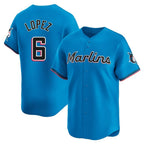 M.Marlins #6 Otto Lopez Player Blue Home Limited Fdoa Stitched Jerseys