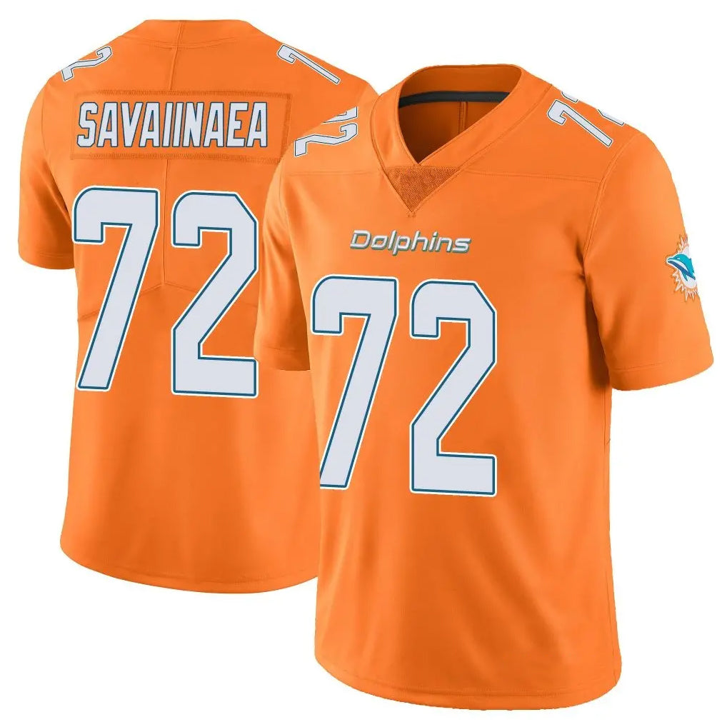 M.Dolphins #72 Jonah Savaiinaea Player Orange Limited Home Game Gdoa Stitched Jerseys