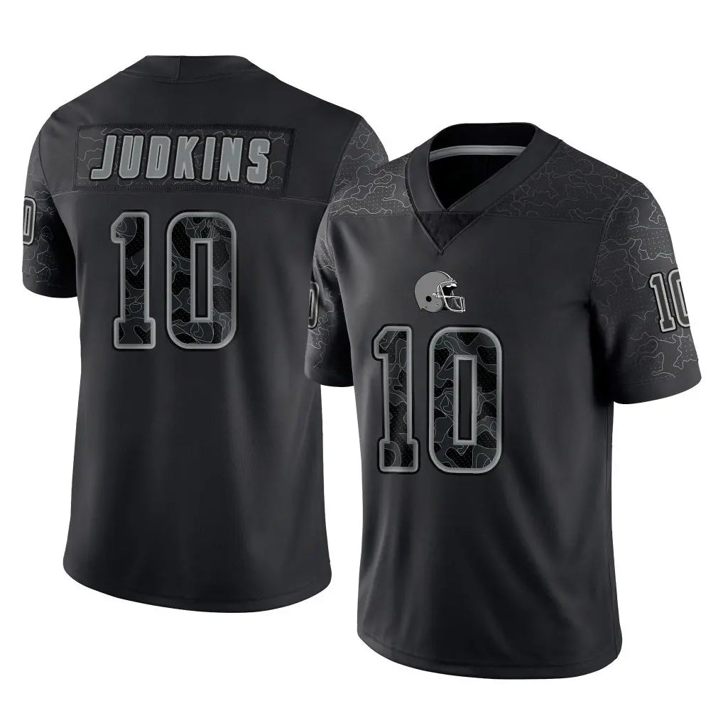 C.Browns #10 Quinshon Judkins Player Black Reflective Home Game Gdoa Stitched Jerseys