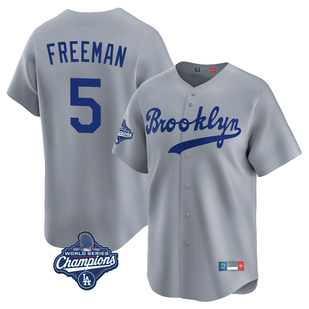 LA.Dodgers #5 Freddie Freeman Player Gray World Series Meet Game Limited Home Fdoa Stitched Jerseys