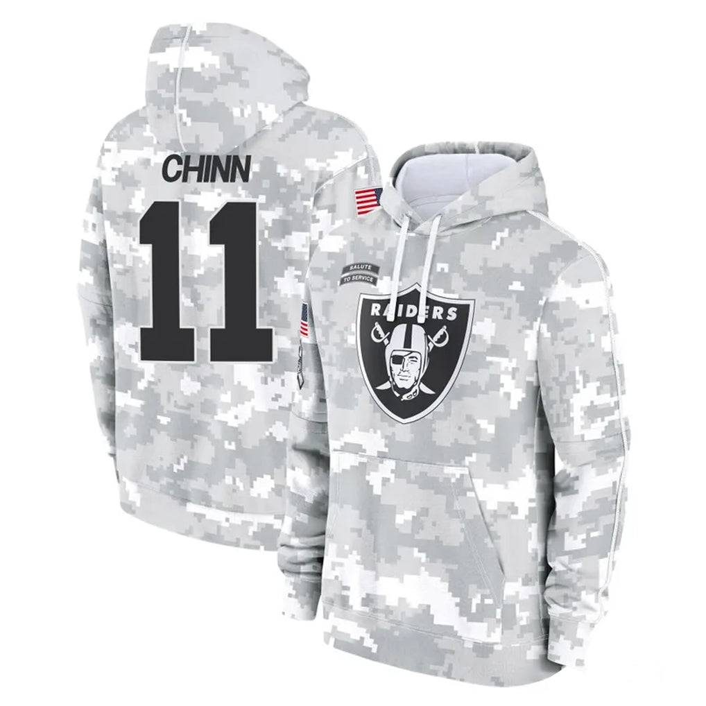 LV.Raiders #11 Jeremy Chinn Player Arctic Camo Salute to Service Hoodies Limited Game Gdoa Stitched Jerseys
