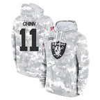LV.Raiders #11 Jeremy Chinn Player Arctic Camo Salute to Service Hoodies Limited Game Gdoa Stitched Jerseys