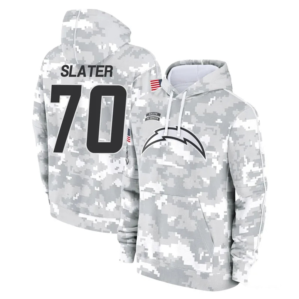 LA.Chargers #70 Rashawn Slater Player Arctic Camo Salute to Service Hoodies Limited Game Gdoa Stitched Jerseys