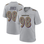 B.Ravens #98 Travis Jones Player Gray Color Rush Vapor Untouchable Game Gdoa Stitched Jerseys