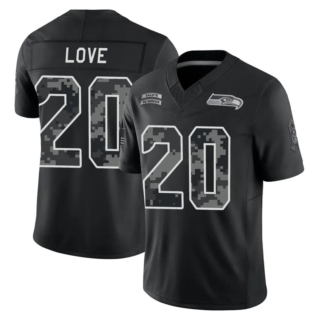 S.Seahawks #20 Julian Love Player Black Limited 2026 Salute to Service Home Game Gdoa Stitched Jerseys