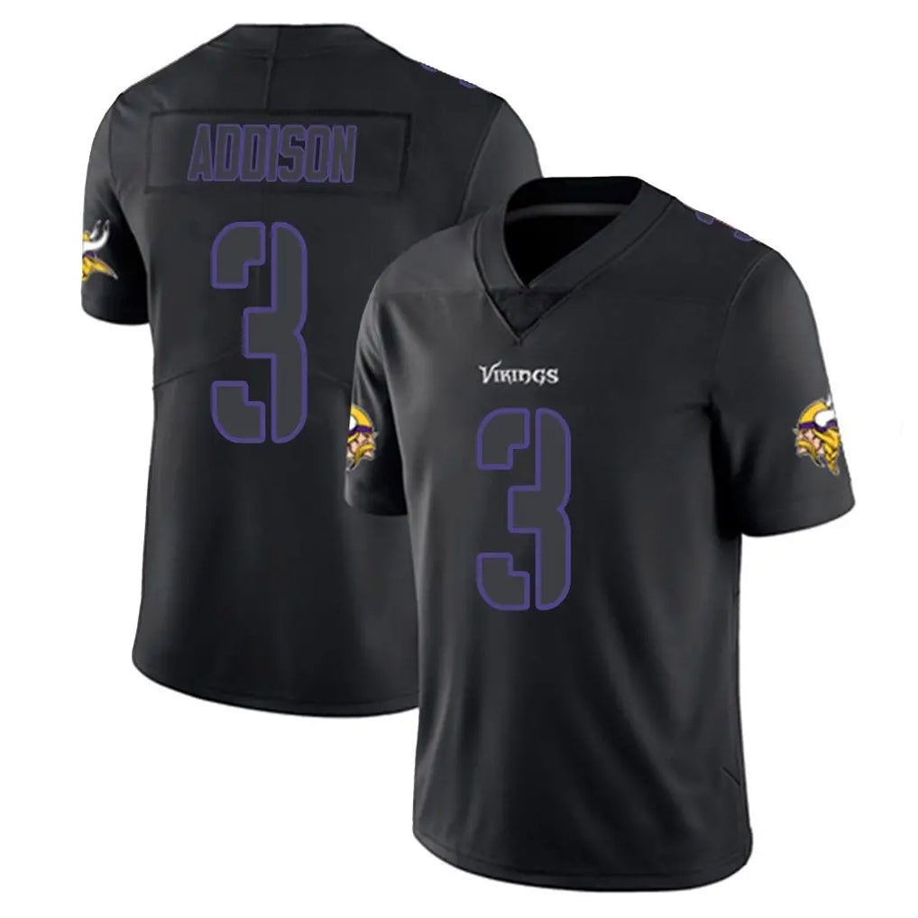 M.Vikings #3 Jordan Addison Player Black Impact LImited Home Game Gdoa Stitched Jerseys