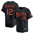 B.Orioles #12 Dylan Beavers Player Black Limited Home Game Gdoa Stitched Jerseys