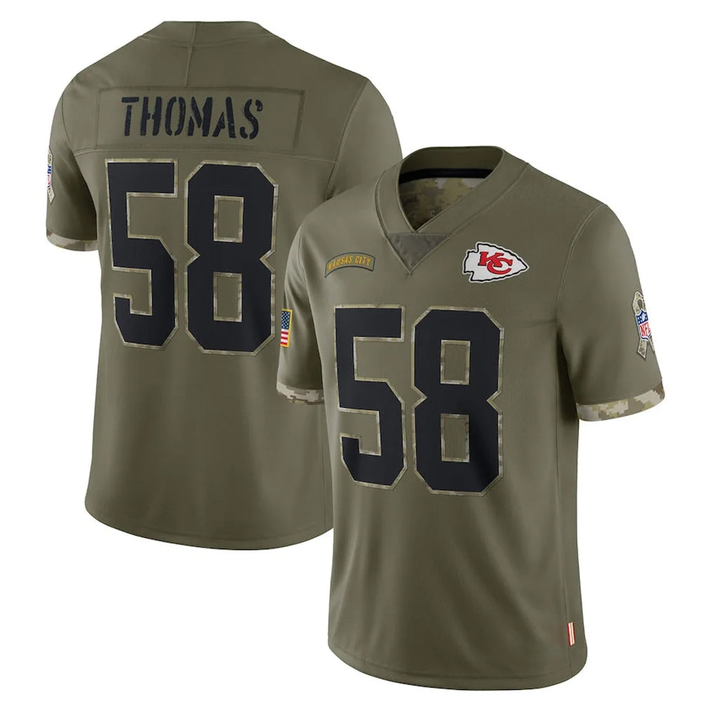 KC.Chiefs #58 Derrick Thomas Player Olive Salute To Service Limited Gdoa Stitched Jerseys