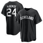 C.Guardians #24 Triston McKenzie Player Black Home Game Gdoa Stitched Jerseys