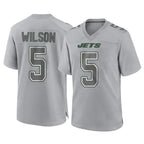 NY.Jets #5 Garrett Wilson Player Gray Limited Atmosphere Fashion Home Game Gdoa Stitched Jerseys