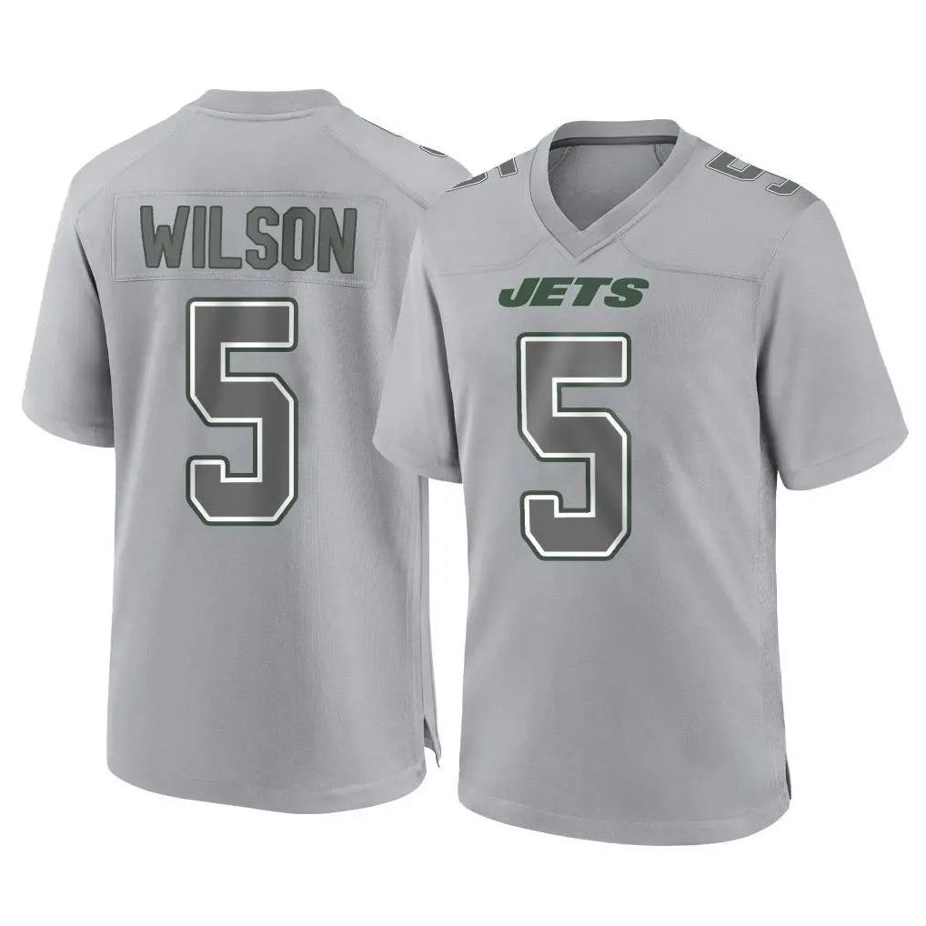 NY.Jets #5 Garrett Wilson Player Gray Limited Atmosphere Fashion Home Game Gdoa Stitched Jerseys