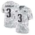 NE.Patriots #3 DeMario Douglas Player Arctic Camo Salute To Service Limited Game Gdoa Stitched Jerseys