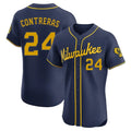 M.Brewers #24 William Contreras Player Navy Home Limited Elite Fdoa Stitched Jerseys