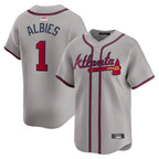 A.Braves #1 Ozzie Albies player Gray Vapor Premier City Connect Premium Stitched Jerseys