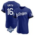 LA.Dodgers #16 Will Smith Player Royal World Series Meet City Connect Elite Home Fdoa Stitched Jerseys