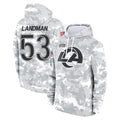 LA.Rams #53 Nate Landman Player Arctic Camo Salute to Service Hoodies Limited Game Gdoa Stitched Jerseys