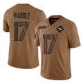 D.Broncos #17 Jaylen Waddle Player Brown Salute To Service Limited Gdoa Stitched Jerseys