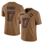 D.Broncos #17 Jaylen Waddle Player Brown Salute To Service Limited Gdoa Stitched Jerseys