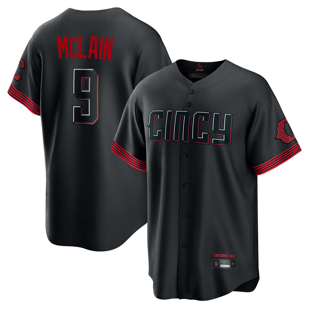 C.Reds #9 Matt McLain Player Black City Connect Home Game Gdoa Stitched Jerseys