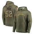 LA.Chargers #52 Khalil Mack Player Olive Salute to Service Pullover Hoodies Home Game Gdoa Stitched Jerseys