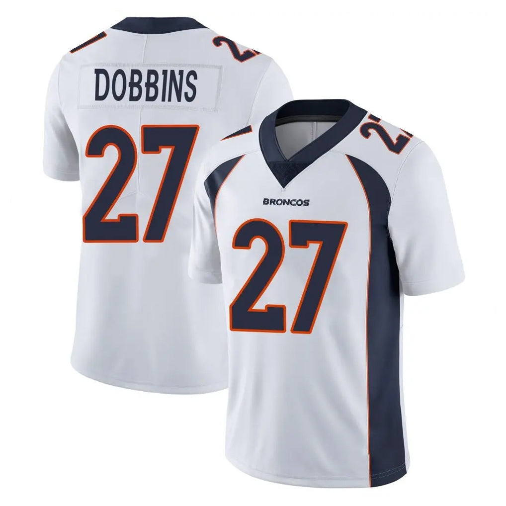 D.Broncos #27 J.K. Dobbins Player White Vapor Untouchable Limited Home Game Gdoa Stitched Jerseys