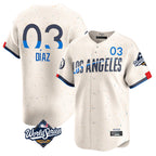 LA.Dodgers #3 Edwin D¨ªaz Player Cream World Series City Connect Limited Home Fdoa Stitched Jerseys