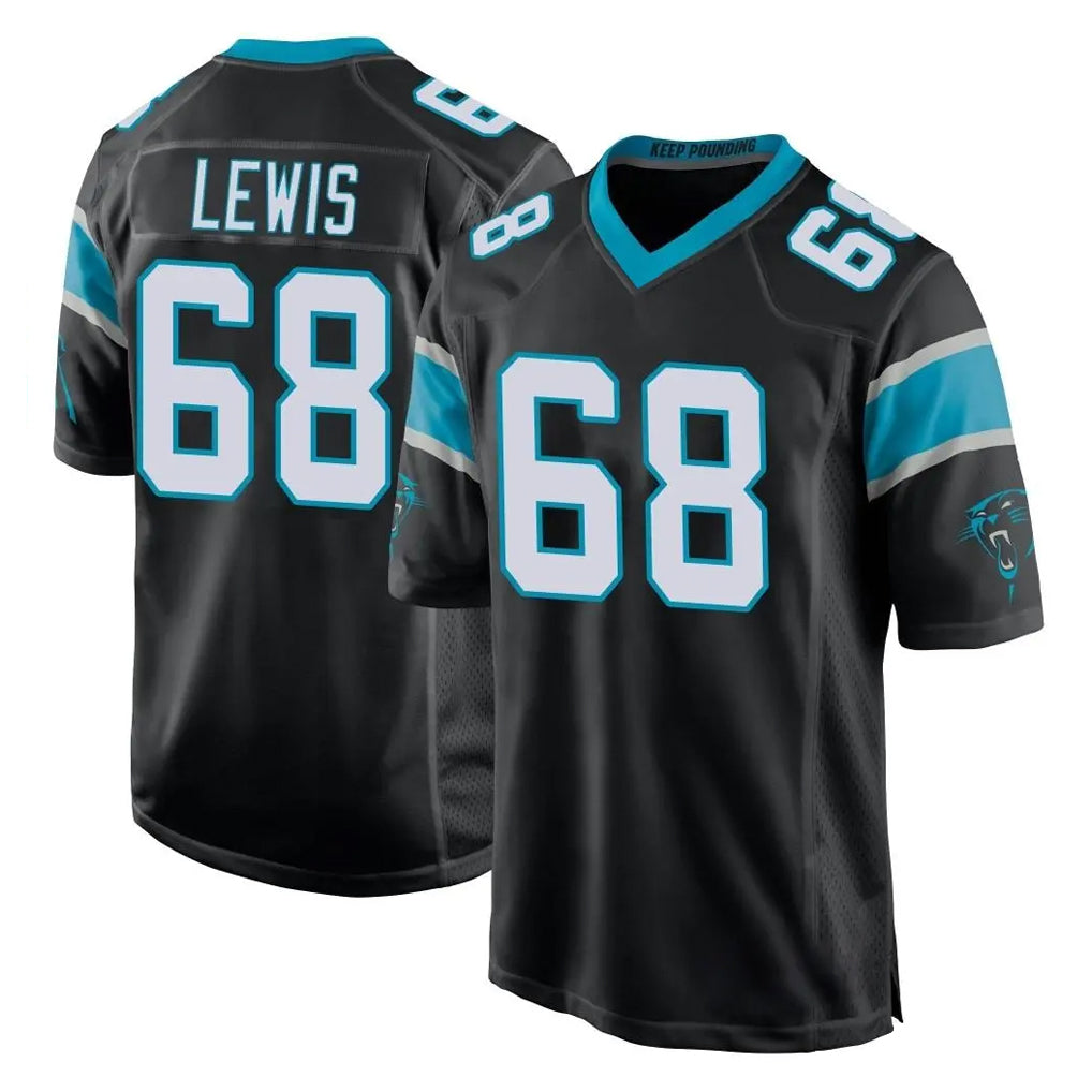 C.Panthers #68 Damien Lewis Player Black Home Game Gdoa Stitched Jerseys