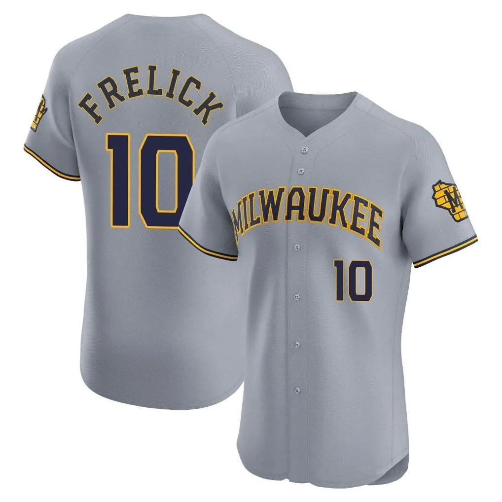 M.Brewers #10 Sal Frelick Player Gray Home Limited Elite Fdoa Stitched Jerseys