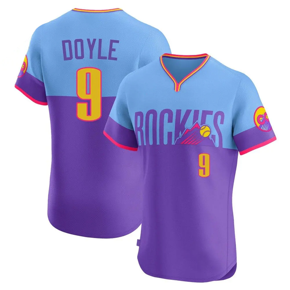 C.Rockies #9 Brenton Doyle Player Purple-Light Blue City Connect Limited Elite Home T-shirt Gdoa Stitched Jerseys