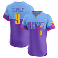 C.Rockies #9 Brenton Doyle Player Purple-Light Blue City Connect Limited Elite Home T-shirt Gdoa Stitched Jerseys
