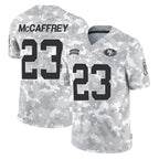 SF.49ers #23 Christian McCaffrey Player Arctic Camo Limited Salute To Service Home Game Gdoa Stitched Jerseys