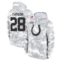 IN.Colts #28 Jonathan Taylor Player Arctic Camo Salute to Service Hoodies Limited Game Gdoa Stitched Jerseys