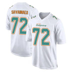 M.Dolphins #72 Jonah Savaiinaea Player White Fashion Home Game Gdoa Stitched Jerseys