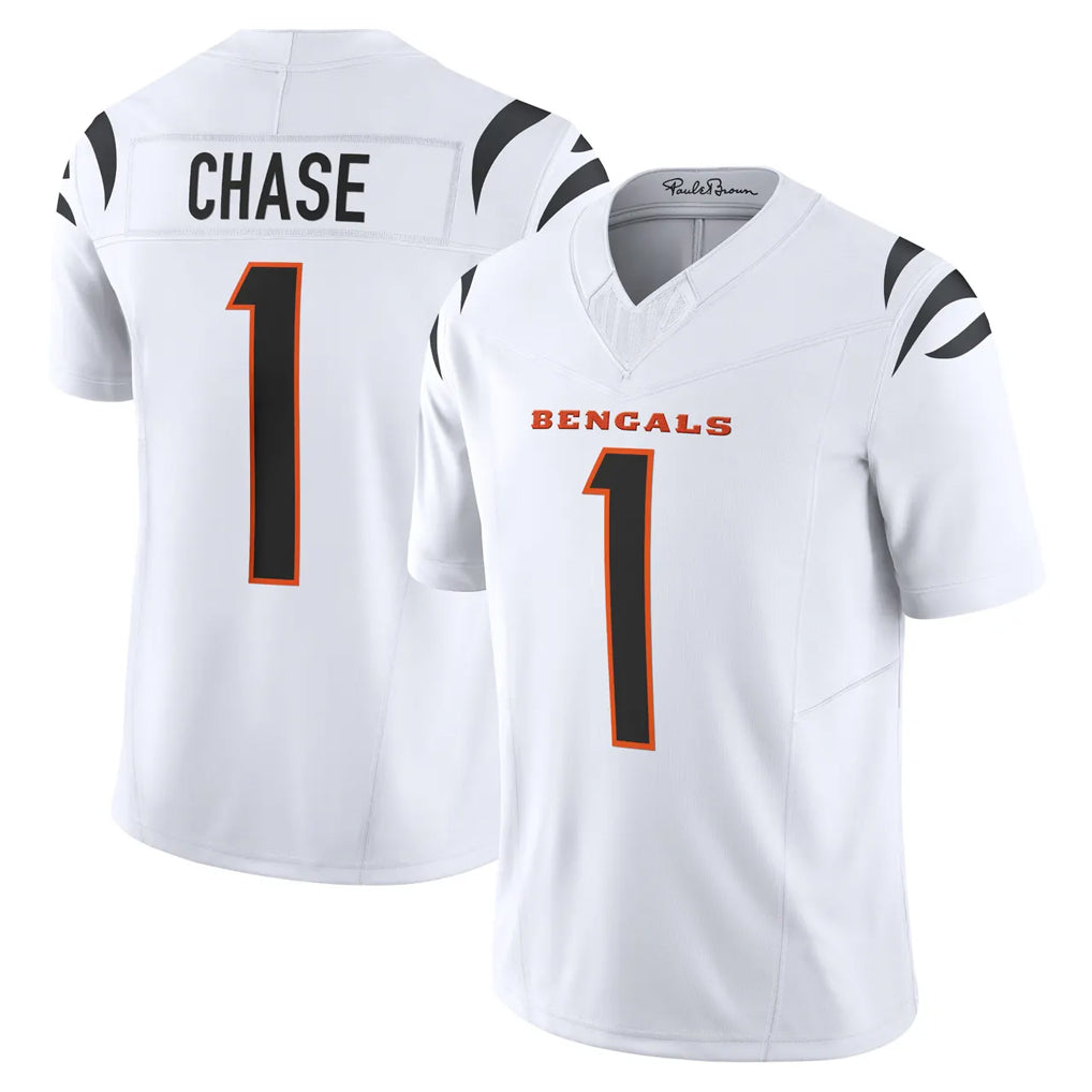 C.Bengals #1 Ja'Marr Chase Player White Vapor F.U.S.E. Limited Home Game Gdoa Stitched Jerseys