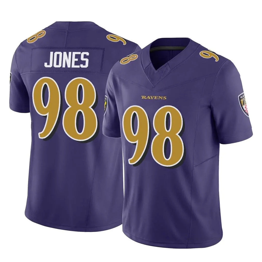 B.Ravens #98 Travis Jones Player Purple Vapor F.U.S.E. Limited Gdoa Stitched Jerseys