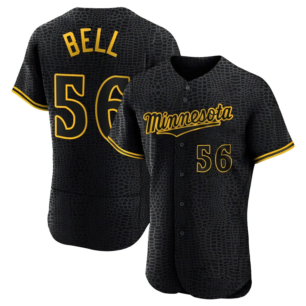M.Twins #56 Josh Bell Player Black Snake Skin City Home Limited Elite Fdoa Stitched Jerseys