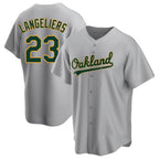 Athletics #23 Shea Langeliers Player Gray Replica Road Stitched Jerseys