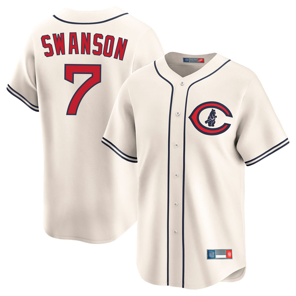 C.Cubs #7 Dansby Swanson Player Cream Field of Dreams Limited Home Game Gdoa Stitched Jerseys