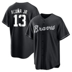A.Braves #13 Ronald Acuna Jr Player Black Home Game Gdoa Stitched Jerseys