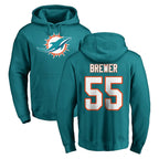 M.Dolphins #55 Aaron Brewer Player Aqua LOGO Pullover Hoodies Limited Gdoa Stitched Jerseys
