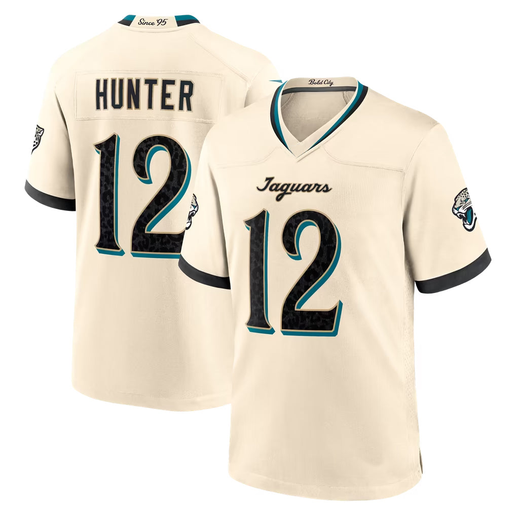 J.Jaguars #12 Travis Hunter Player Natural 2026 Rivalries Collection Game Gdoa Stitched Jerseys