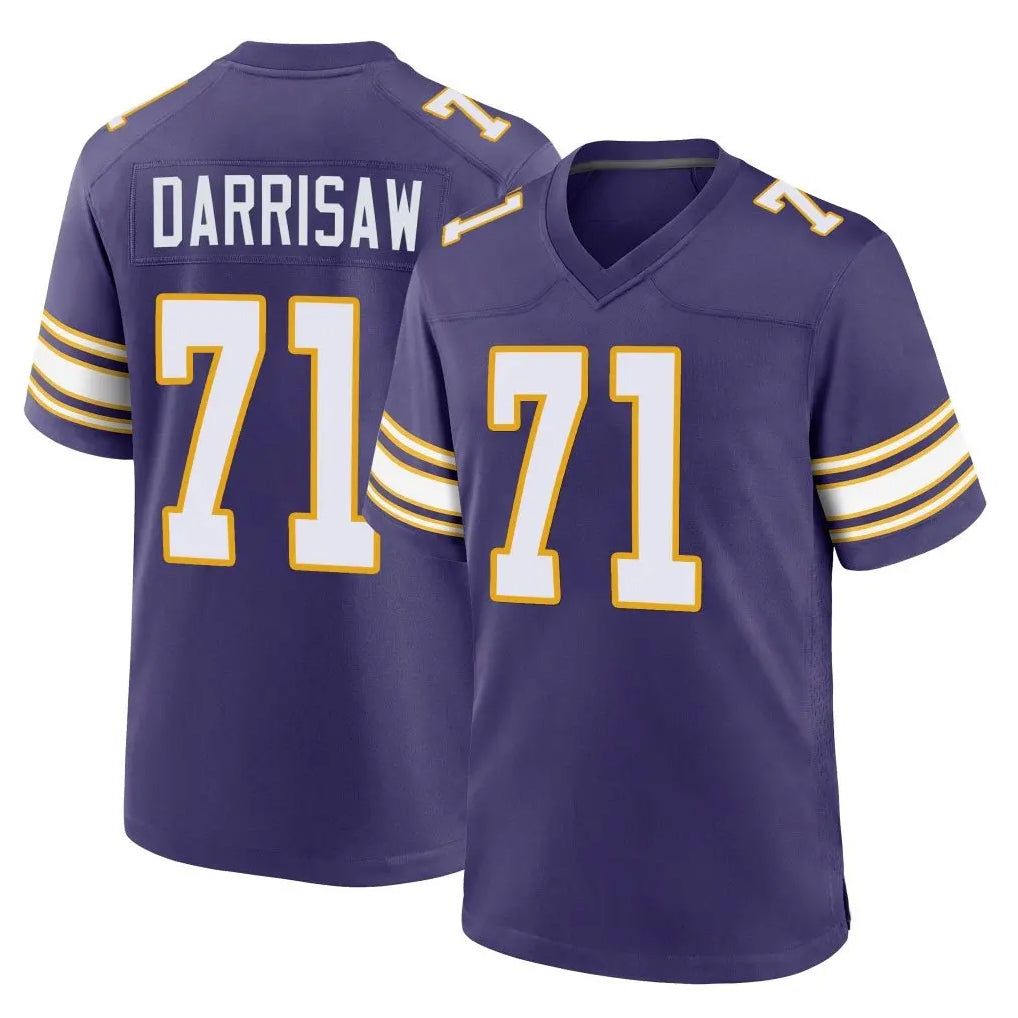 M.Vikings #71 Christian Darrisaw Player Purple Classic Home Game Gdoa Stitched Jerseys