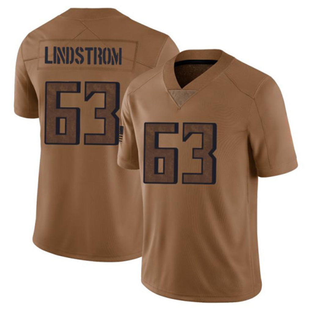 A.Falcons #63 Chris Lindstrom Player Brown Salute To Service Limited Gdoa Stitched Jerseys