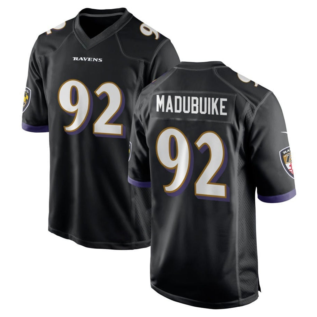 B.Ravens #92 Nnamdi Madubuike Player Black Alternate Home Game Gdoa Stitched Jerseys